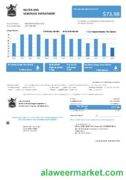 USA Ohio City of Detroit water business utility bill template in Word and PDF formats
